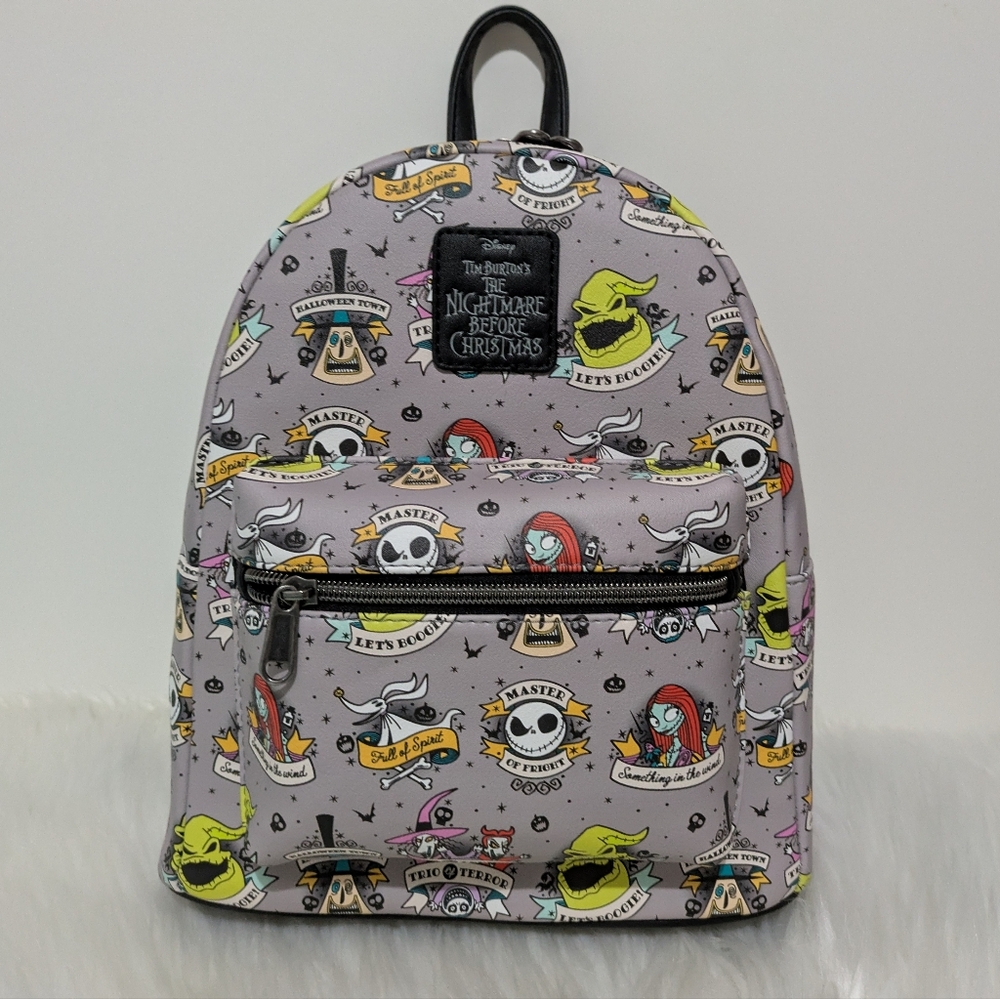 Loungefly The Nightmare Before Christmas Tattoo Art Mini Backpack New with Tags! - Picture 2 of 8